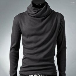 Men's T Shirts Hip Hop High Collar Men T-shirt Chic Solid Color Heap Long Sleeve Pullover Bottoming Tops Casual Slim Tees