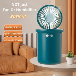 1pc 280ML/9.47oz Air Humidifier With Fan, Mini USB Humidifier Rechargeable Portable Air Humidifier Diffuser For Home Office Desktop Room- in Battery