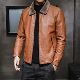 Men's Fur Autumn And Winter PU Leather Jacket Thick Warm Cotton Casual Fashion Style M-4XL