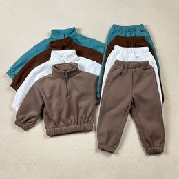 Clothing Sets Children's Fleece Suits Half Zipper Insulate Sportwear Autumn Baby Boy Girl Clothes Set Pullover Sweater Jacket Top Pants Outfit 230925