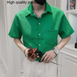 Men's Dress Shirts 2023 Summer Plaid Shirts Men Short Sleeve Loose Male Streetwear Social Party Chemise Homme Hip-hop Harajuku Top S-3XL YQ230926