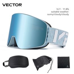 Outdoor Eyewear VECTOR Brand Double Layer Anti Fog Magnetic Absorption Cylindrical Ski Goggles UV400 Men Women Glasses Mask Snowboard 230926