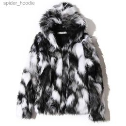 Men's Down Parkas 2023 Winter Warm Plus Fleece Faux Fur Fox Fur Casual Mens Hooded Jacket Thick Boutique Fashionable Male Slim Coats Size S-5XL L230926