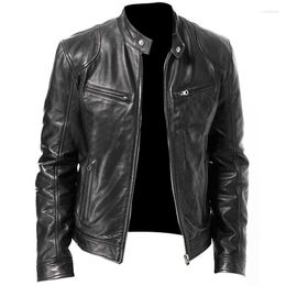 Men's Fur Plus Size Leather Jacket Men PU Stand Collar Zipper Jackets Coats Clothing Winter Coat S-5XL