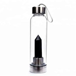 Water Bottles Natural Quartz Gemstone Glass Bottle Direct Drinking Cup Crystal Obelisk Wand Healing With Rope 201126 Drop Delivery H Otrd0