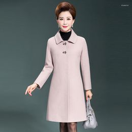 Women's Wool High Quality Long Coat Women 2023 Autumn Winter Femme Sleeve Woollen Fashion Ladies Outerwear Overcoat Top