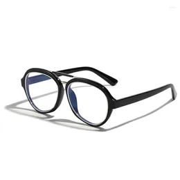 Sunglasses Round Glasses Without Prescription Lenses Metal Retro Blue Light Fashion Big Frame Transparent Trendy Decorative Black