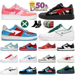 New Men Casual Shoes Sta Low Sneaker Nigo Designer Apes Comics Shark Black White Grey Pink Suede Green White ABC Color Camo Blue Mens Women Sneakers GAI Jogging Walking