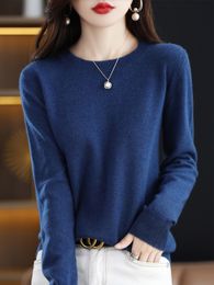 Womens Sweaters Aliselect Fashion 100% Merino Wool Cashmere Women Knitted Sweater ONeck Long Sleeve Pullover Autumn Clothing Jumper Top 230925