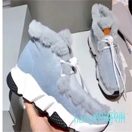 Designer -Class Fur Winter Snow Boots vacuum outsole warm casual shoes Unisex style Concise line design-fit flat ankle boot