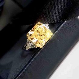 Luxurious quality S925 pure silver ring and Platinum filled with yellow Diamond for women wedding Jewellery PS5550307o