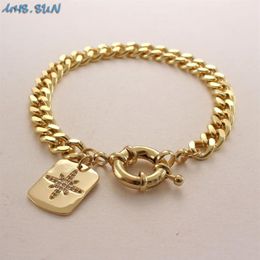 Link Chain MHS SUN Cubic Zircon Star Heart Cross Pendant Bracelets Fashion Women Girls Party Jewellery Gift Accessories282M