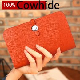 European And American Trendy Brand Wallet 100% Calfskin Multifunctional Large-capacity Wallets217h