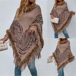 Women's Sweaters 2023 Autumn Wool Collar Pullover Tassel Shawl Sweater Cloak