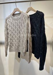 Women's Knits Tees Silk Linen Sequined Yarn Casual Summer Sweater 230925