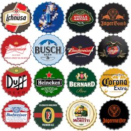 Christmas Decorations Beer Cap Tin Sign Hanging Crafts Decor Bar Garage Man Cave Wall Signs Metal Round Plate Beer Brand Name Retro Decorative Plaques 230926