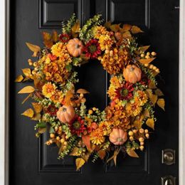 Decorative Flowers Artificial Rattan Pumpkin Pinecone Wreath For Autumn Thanksgiving Decoations DIY Crafts Chrsitmas Door Decor