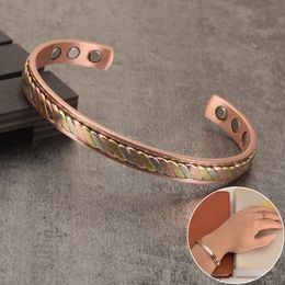 Bangle Magnetic Copper Bracelet for Women Rose Gold Color Adjustable Cuff Health Energy Bracelets Arthritis Pain 230926
