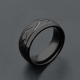 Retro Punk Gothic Jewelry Black Color 316L Stainless Steel Titanium Ring Ladies Rings for Men Women Wedding Gift SIZE 8 9 10 11216N