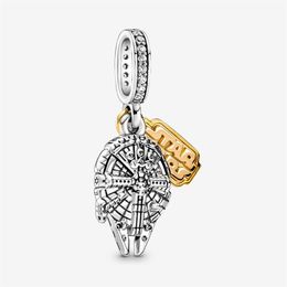 100% 925 Sterling Silver Millennium Falcon Dangle Charms Fit Original European Charm Bracelet Fashion Women Wedding Engagement Jew3050