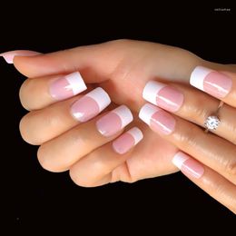 False Nails 24pcs French For Women Simple Meat Pink Ins Style Fake Acrylic Full Tips Press On