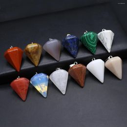 Pendant Necklaces 35x23mm Natural Stone Hexagonal Pyramid Agate Charms For Women Making DIY Earrings Necklace Accessories