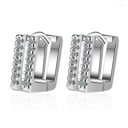 Hoop Earrings KOFSAC Exquisite Double Row Zircon Square Earring Jewelry 925 Sterling Silver For Women Valentine's Day Gifts