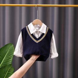 Cardigan children's Sweater Vest With Preppy Pieces Autumn And Winter Clothes Cool Kids Waistcoat Cotton Comfortable Sports Casuals 230925