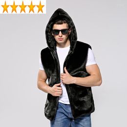 Men's Fur Plus Vest Faux Size Sleeveless Jacket Clothing Hooded Vests For Men Coat Jackets Casaco Masculino KJ319