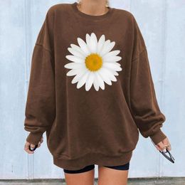 Women's Hoodies Floral Print Crewneck Sweatshirt Oversize Women Pullover Autumn Spring Vintage Blouse Sweat Shirts Flower Tunic Tops