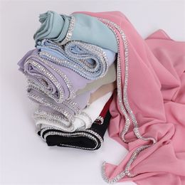 Scarves Luxury Fashion Jewelry Bubble Chiffon Hijab Shawls High Quality Bling Wrap Beach Bufandas Ramadan Islamic Muslim Sjaal 230922