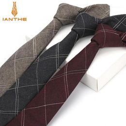 Ianthe 6cm Men's Suit Tie Classic Men Plaid Necktie Formal Business Bowknots Ties Male Cotton Skinny Slim Narrow Ties Cravat13005