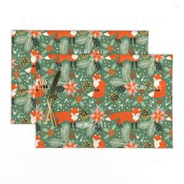 Table Mats Christmas Plant Forest Animal Pine Cone Snow Placemat
