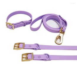 Dog Collars Pet Collar And Leash Set Waterproof Adjustable For Large Medium Small Solid Colour Luxury PVC Supplies