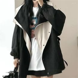 Women's Trench Coats Korean Version Of The Waist Mid Length Jacket 2023 High-end Spring Autumn Clothes Loose Leisure Tooling Coat