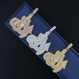 Hot selling S925 silver inlaid rectangular Mosang diamond hip-hop fire character men's pendant in stock