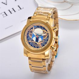 Mens watch good quality quartz movement watches gold stainless steel strap casual wristwatch lifestyle waterproof auto date analog353q