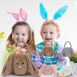 Gift Wrap Easter Eggs Basket Cute Plush Long Ear Bag Festival Party Gifts Packaging Tote Creative Candy Storage Container
