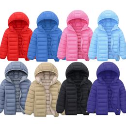 Jackets Kids Boy Light Down Jacket Autumn Coats Children Girl Cotton Warm Hooded Outerwear Teenagers Students Clothes 3-14 Years Old 230925