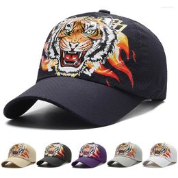 Ball Caps Summer Mesh Baseball Cap Printed Tiger Snapback Hat Men Solid Colour Cotton Women Breathable Visor Hip Hop Trucker