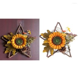Decorative Flowers Hanging Five-star Wreaths Autumn Decoration For Home Thanksgiving Day