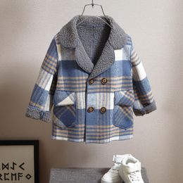 Пальто Детское пальто для мальчиков длинное шерстяное модное на осень и зиму 230926