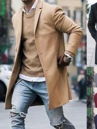 Men's Wool Winter 2023 Korean Version Of The Windbreaker Woolen Coat Jacket Fashion Trend Long Wild Pure Color