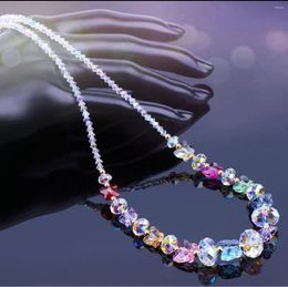 Choker Fashion Crystal Transparent Butterfly Pendant Necklace For Women Girls Long Beads Chain Necklaces