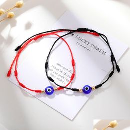 Charm Bracelets Evil Turkish Lucky Eye For Women Handmade Braided Red Black Rope 7 Knots Good Luck Jewelry Friendship Bracelet Drop De Dhdc0