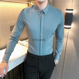 Men's Dress Shirts Brand Clothing High Quality Men Dress Shirt Autumn Long Sleeve Solid Business Slim Fit s Homme Social Casual YQ230926