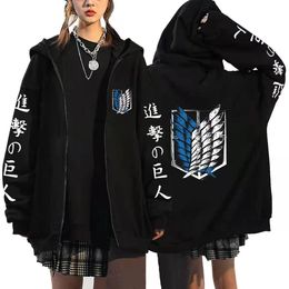 Men's Jackets Anime Attack On Titan Hoodies Men Women Harajuku Fashion Zip Up Jackets Coat Ackerman Cartoon Y2k Long Sleeve Zipper Sweatshirt 230926