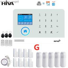 Alarm systems HIVA PG-103 Tuya Wifi GSM Alarm System Wireless Burglar Home Security System with RFID Card Motion Sensor APP Remote Control YQ230926