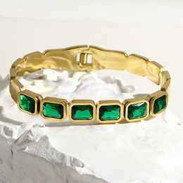 Bangle Stainless Steel Bracelet For Women Men Vintage Colorful Crystal Open Bracelets Stylish Luxury Waterproof Jewelry Gift 230926