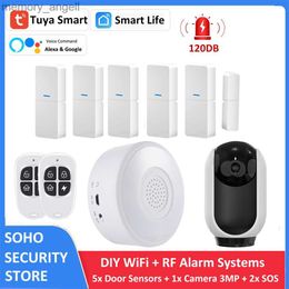 Alarm systems Tuya Wireless DIY Smart Home Security Alarm System with Phone APP Alert 9 Pieces Kit Work with Alexa for House Apartment YQ230926